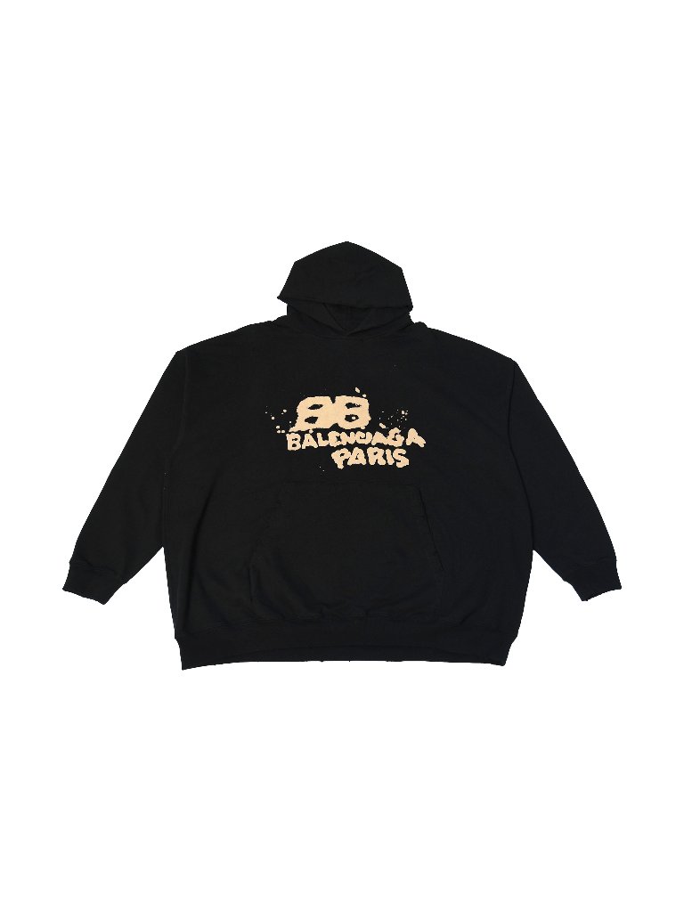 Balenciaga Hand Drawn Bb Icon Hoodie Black